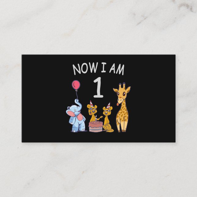Now I am 1 year old 1st Birthday at the Zoo Enclosure Card (Front)