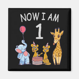 Now I am 1 year old 1st Birthday at the Zoo Magnet