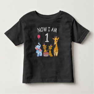 Now I am 1 year old 1st Birthday at the Zoo Toddler T-Shirt