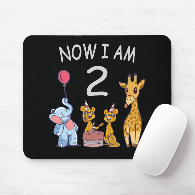 Now I am 2 year old 2nd Birthday at the Zoo Mouse Pad (With Mouse)