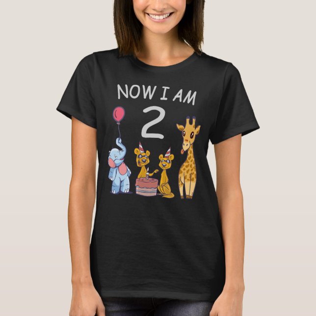Now I am 2 year old 2nd Birthday at the Zoo T-Shirt (Front)