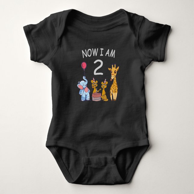 Now I am 2 years old 2nd Birthday at the Zoo Baby Bodysuit (Front)