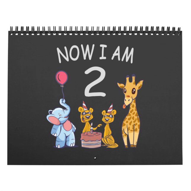 Now I am 2 years old 2nd Birthday at the Zoo Baby  Calendar (Cover)
