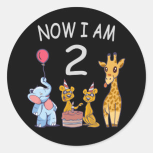 Now I am 2 years old 2nd Birthday at the Zoo Classic Round Sticker