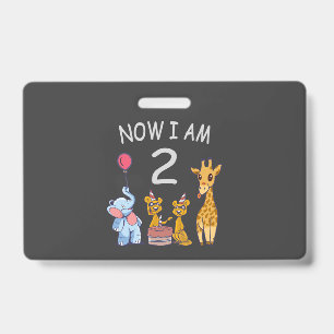 Now I am 2 years old 2nd Birthday at the Zoo T-Shi ID Badge