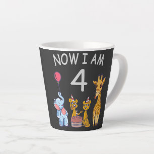 Now I am 4 year old 4th Birthday at the Zoo Latte Mug