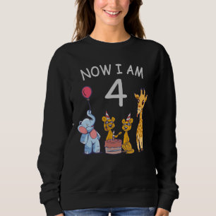 Now I am 4 year old 4th Birthday at the Zoo Sweatshirt