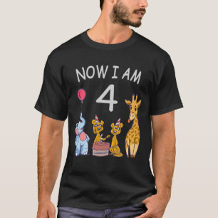 Now I am 4 year old 4th Birthday at the Zoo T-Shirt