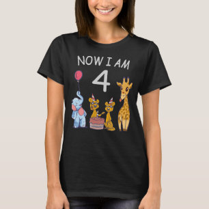Now I am 4 year old 4th Birthday at the Zoo T-Shirt