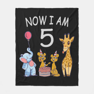 Now I am 5 years old 5th Birthday at the Zoo Fleece Blanket