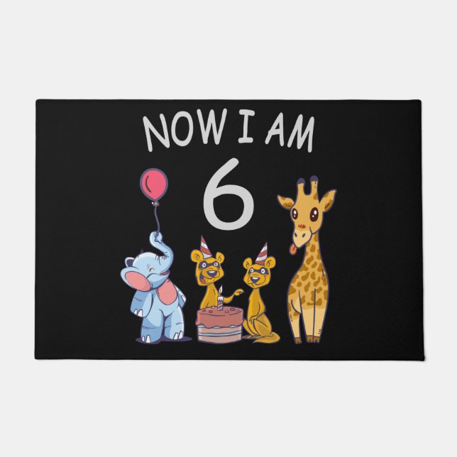 Now I am 6 years old 6th Birthday at the Zoo Doormat (Front)