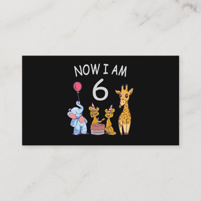 Now I am 6 years old 6th Birthday at the Zoo Enclosure Card (Front)