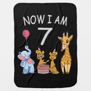 Now I am 7 years old 7th Birthday at the Zoo Baby Blanket