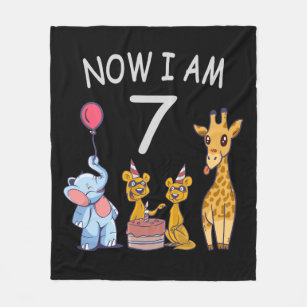 Now I am 7 years old 7th Birthday at the Zoo Fleece Blanket