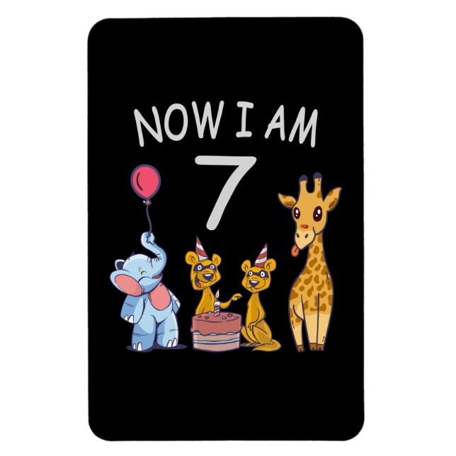 Now I am 7 years old 7th Birthday at the Zoo Magnet (Vertical)