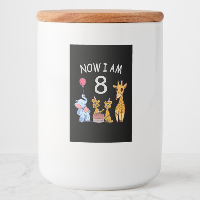 Now I am 8 years old 8th Birthday at the Zoo Food Label (Front)