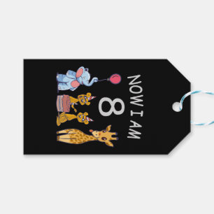 Now I am 8 years old 8th Birthday at the Zoo Gift Tags