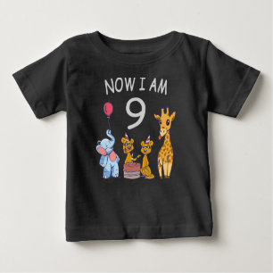 Now I am 9 years old 9th Birthday at the Zoo Baby T-Shirt