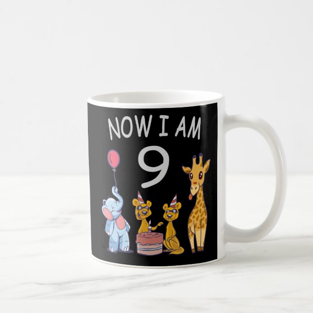Now I am 9 years old 9th Birthday at the Zoo Coffee Mug (Right)