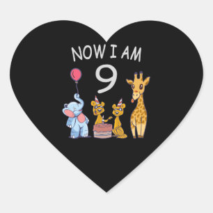 Now I am 9 years old 9th Birthday at the Zoo Heart Sticker
