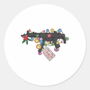 Now I Have A Machine Gun Christmas Light Classic Round Sticker