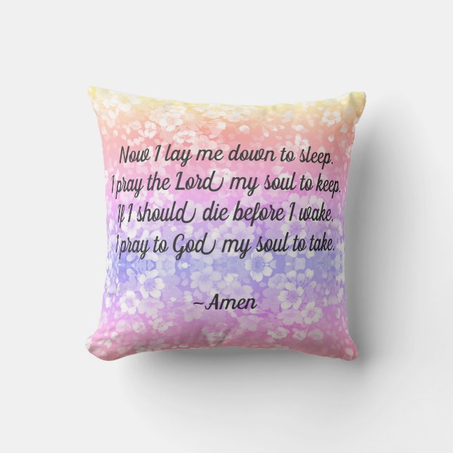 Now I lay Me Down Bedtime Prayer Pillow REVERSIBLE (Front)