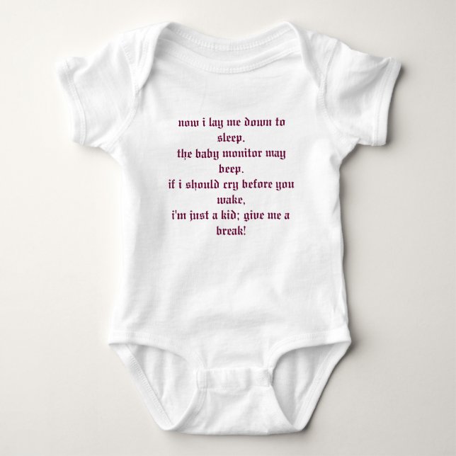 Now I Lay Me Down To Sleep Funny Baby Bodysuit (Front)