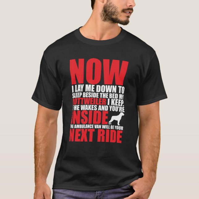 Now I Lay Me Down to Sleep Rottweiler Prayer T-Shirt (Front)