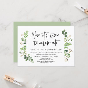 Now it's time to celebrate, Wedding Elopement Invitation