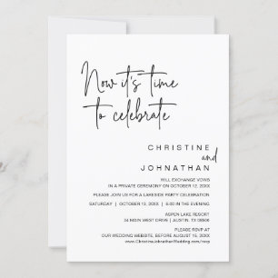 Now It's Time To Celebrate Wedding Elopement Party Invitation