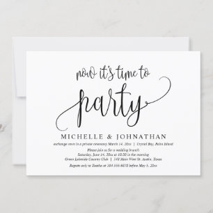 Now it's Time To Party, Post Wedding Elopement Invitation