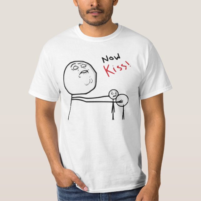 Now Kiss Rage Face Comic Meme T-Shirt (Front)