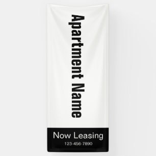 Now Leasing Apartment Name Phone No. Black White Banner