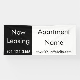 Now Leasing Black and White Apartment Name Banner