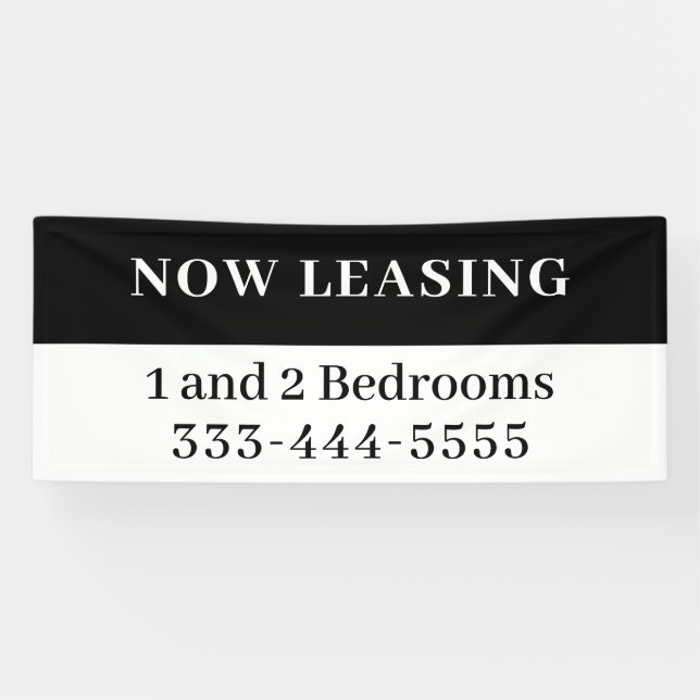 Now Leasing Black & White Apartments for Rent Bann Banner (Horizontal)