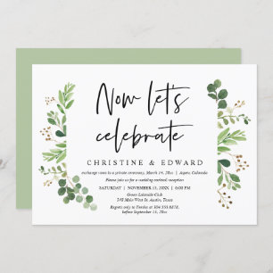 Now let's celebrate, Wedding Elopement Party Invitation