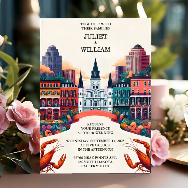 Now Lobster Beach Ocean Summer New Orleans Wedding Invitation (Creator Uploaded)
