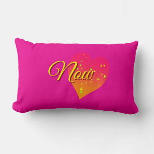 Now Logo Heart Hot Pink Lumbar Cushion