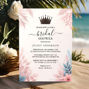 Now Long Tulle Regal Glam Blush Pink Bridal Shower Invitation