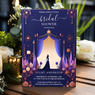 Now Luxury Fuchsia Crown Royal Blue Bridal Shower Invitation