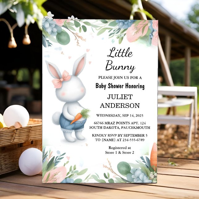 Now Mum to be Ear Hop Blue Some Bunny Baby Shower Invitation (Creator Uploaded)