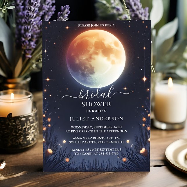 Now Night Sunset Moon Cloud Twilight Bridal Shower Invitation (Creator Uploaded)