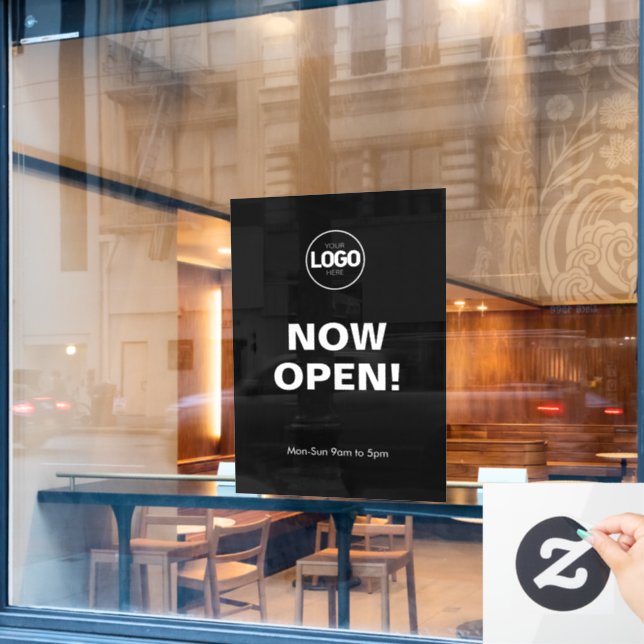 Now Open | Black Window Cling With Logo (Cafe Window)