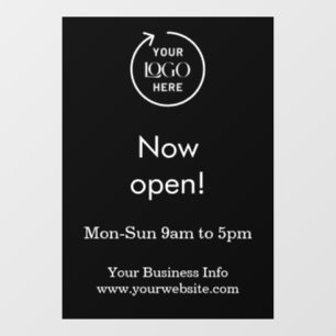 Now Open   Business Opening Times Logo Black