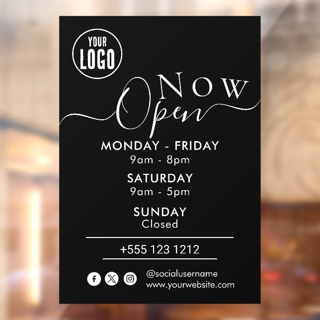 Now Open | Business Opening Times Logo BLACK (Sheet 2)