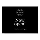 Now Open | Business Opening Times Logo Black