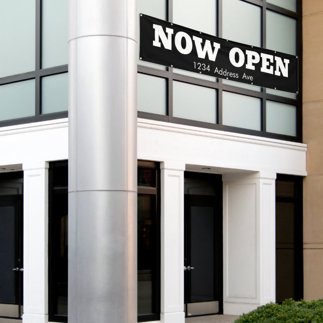 Now Open  -  Custom Weatherproof Business Banner (Outside Building)