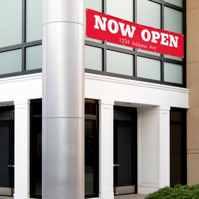 Now Open  -  Custom Weatherproof Business Banner (Outside Building)