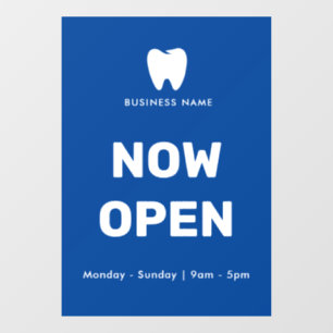 Now Open Dentist Business Opening Times Logo
