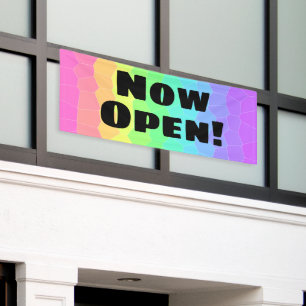 Now Open! Geometric Rainbow Banner
